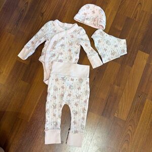 Pink Minnie Mouse Disney Baby One-Piece Set with Hat and Bandana